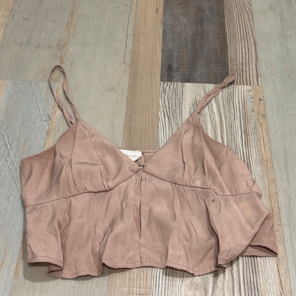 L.A. Hearts Peplum Cami Crop Top Size Small Mauve Pink Boho Adjustable Straps